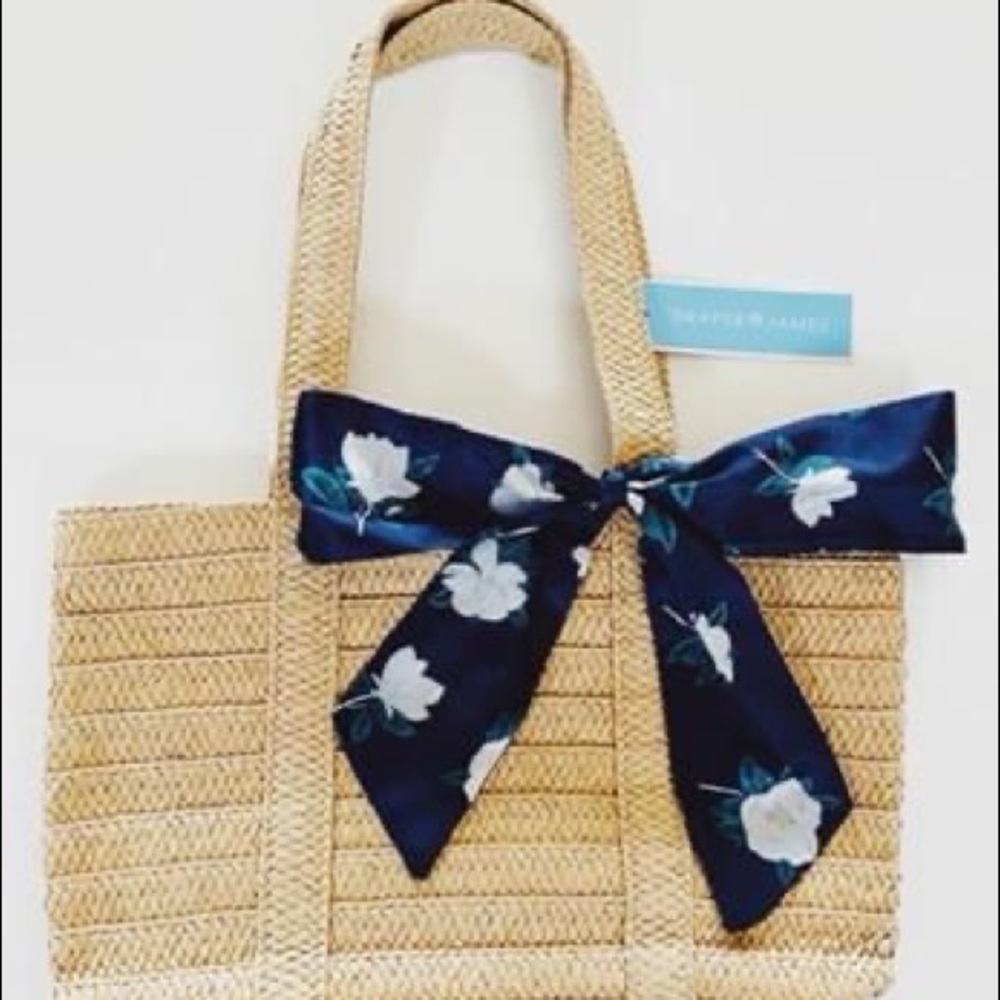 New Draper James Straw Bag with Bow
